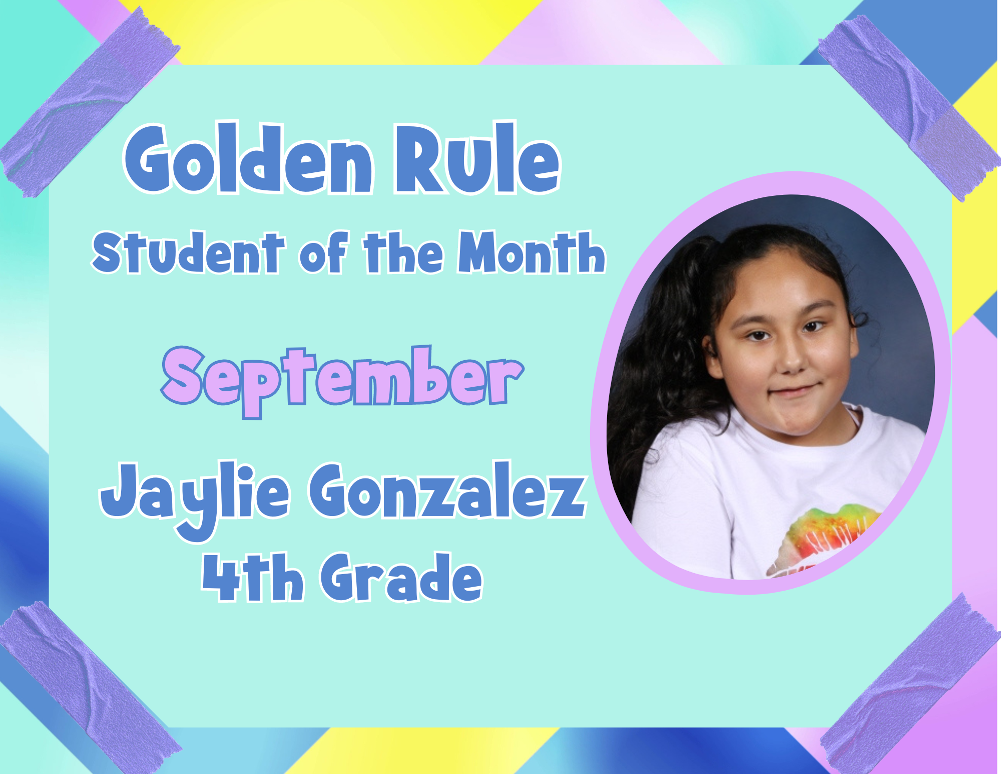 September Golden Rule Student of the Month
